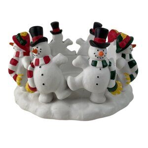 Frolicking Frosty's Candle Holder Snowmen Christmas Partylite w/Box